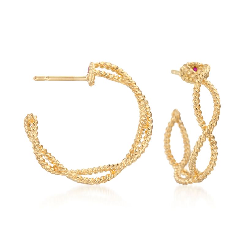 Roberto Coin &quot;Barocco&quot; 18kt Yellow Gold Braided Hoop Earrings. 3/4&quot; image number 0