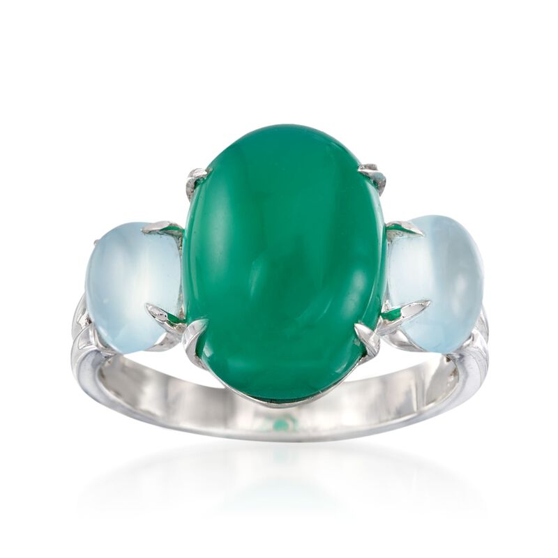 Green and Blue Chalcedony Ring in Sterling Silver image number 0