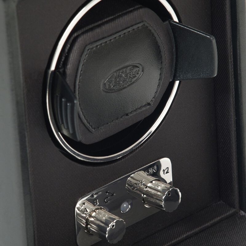 "Heritage" Black Faux Leather Single Watch Winder with Cover by WOLF Designs  image number 2