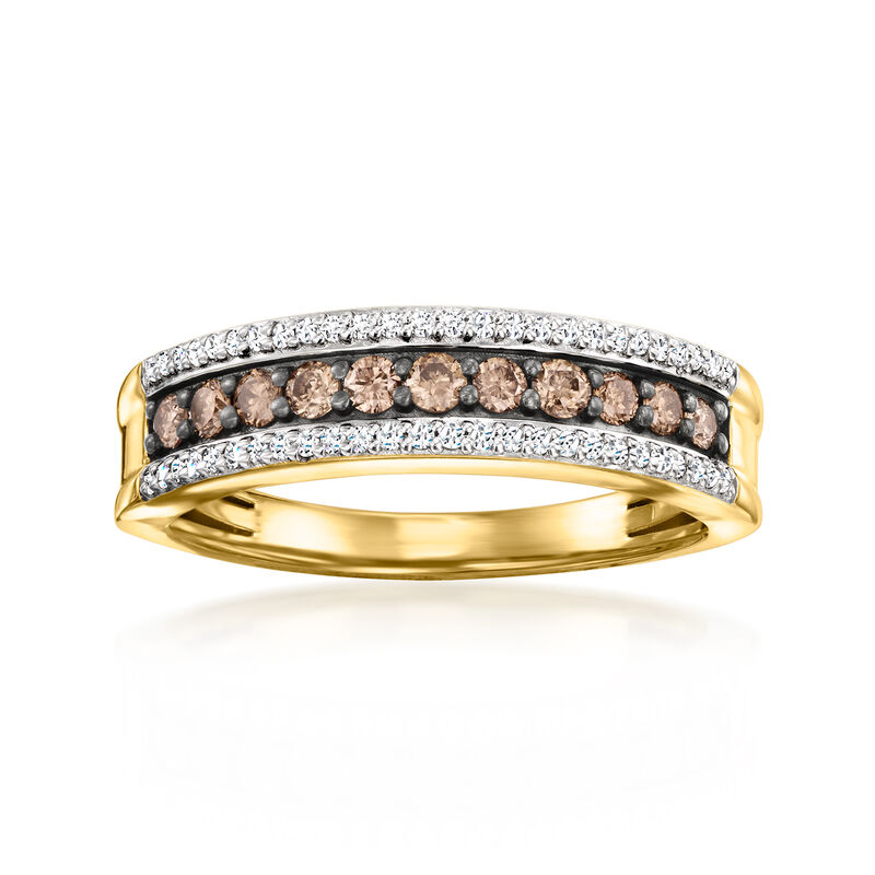 .50 ct. t.w. Brown and White Diamond Ring in 18kt Gold Over Sterling image number 0