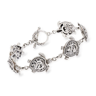 Sterling Silver Bali-Style Turtle Bracelet