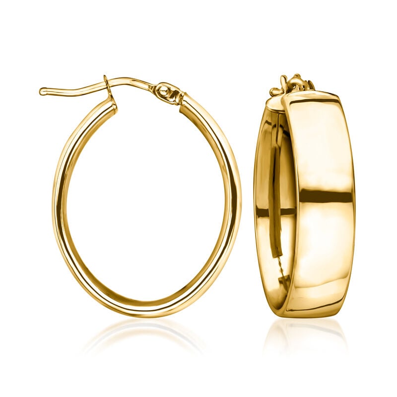 Italian 14kt Yellow Gold Oval Hoop Earrings. 1&quot; image number 0