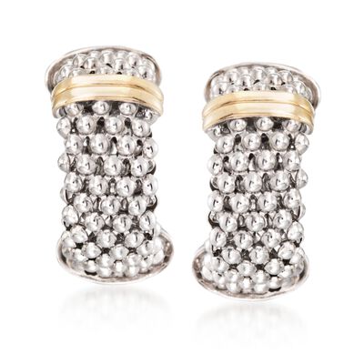 Phillip Gavriel "Popcorn" Sterling Silver and 18kt Gold Hoop Earrings