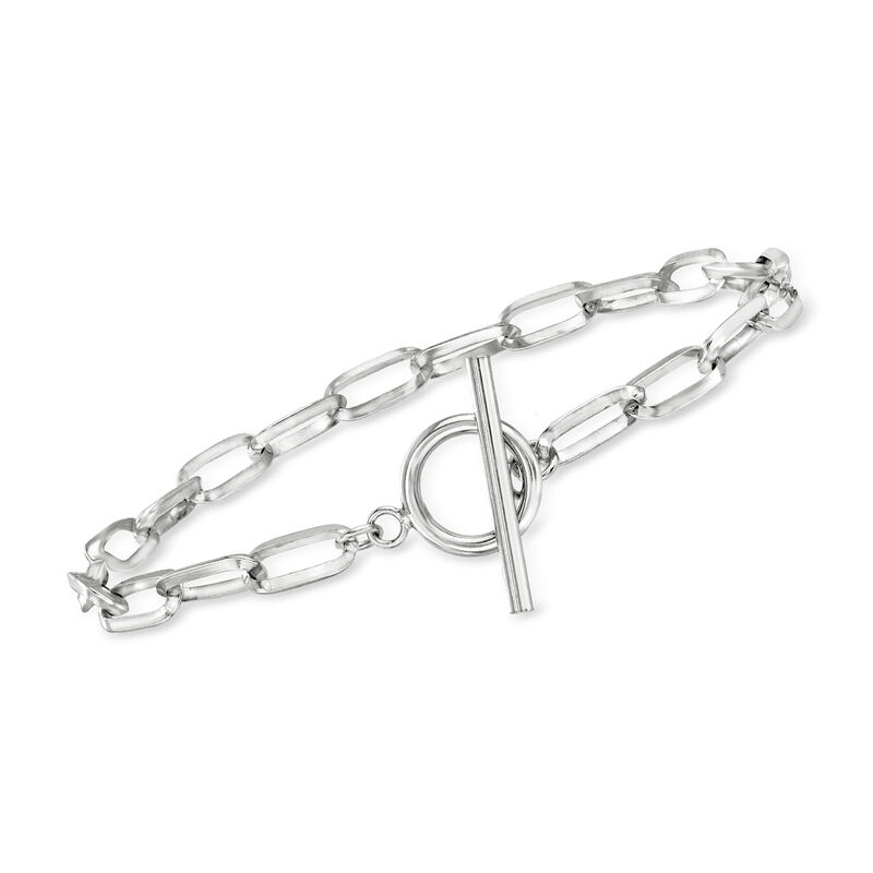 Sterling Silver Paper Clip Link Toggle Bracelet image number 0