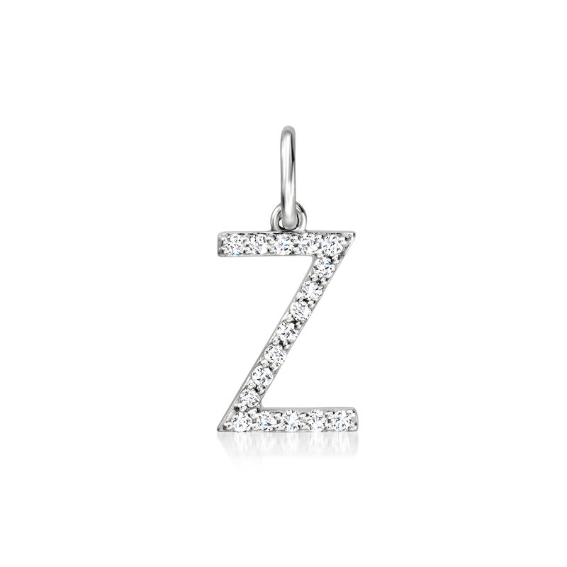 Diamond Initial Charm in Sterling Silver image number 1