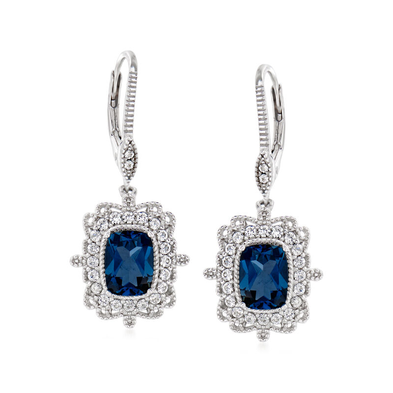 4.40 ct. t.w. London Blue and White Topaz Drop Earrings in Sterling Silver image number 0