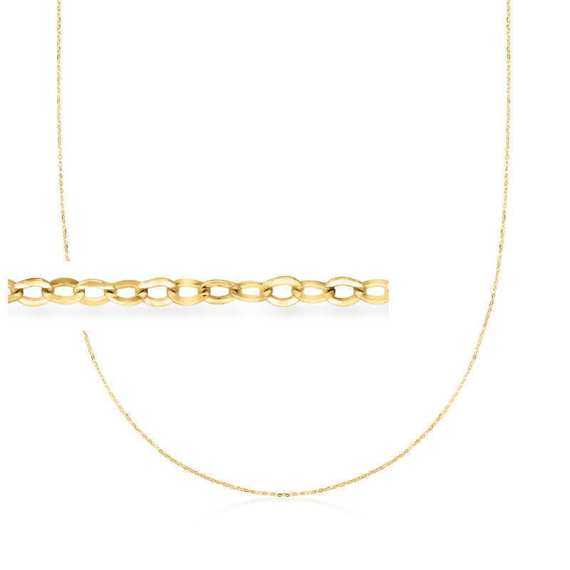 Italian 1mm 10kt Yellow Gold Cable-Chain Necklace image number 0