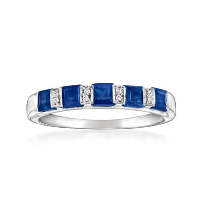 1.40 ct. t.w. Sapphire Ring with Diamonds in Sterling Silver