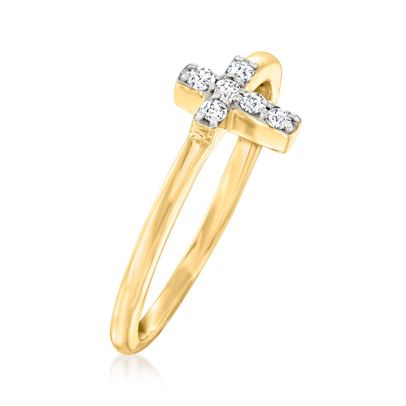.12 ct. t.w. Diamond Cross Ring in 14kt Yellow Gold image number 2
