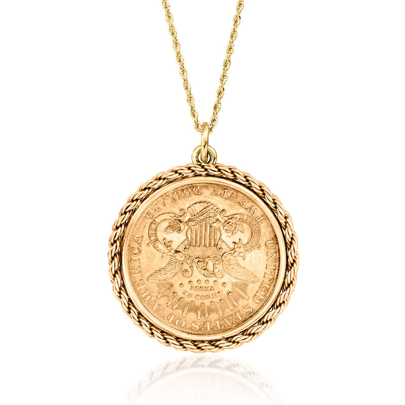 C. 1980 Vintage 14kt and 21kt Coin Pendant Necklace image number 2