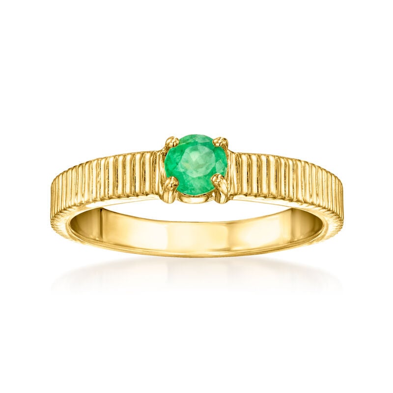.20 Carat Emerald Ridged Ring in 18kt Gold Over Sterling image number 0