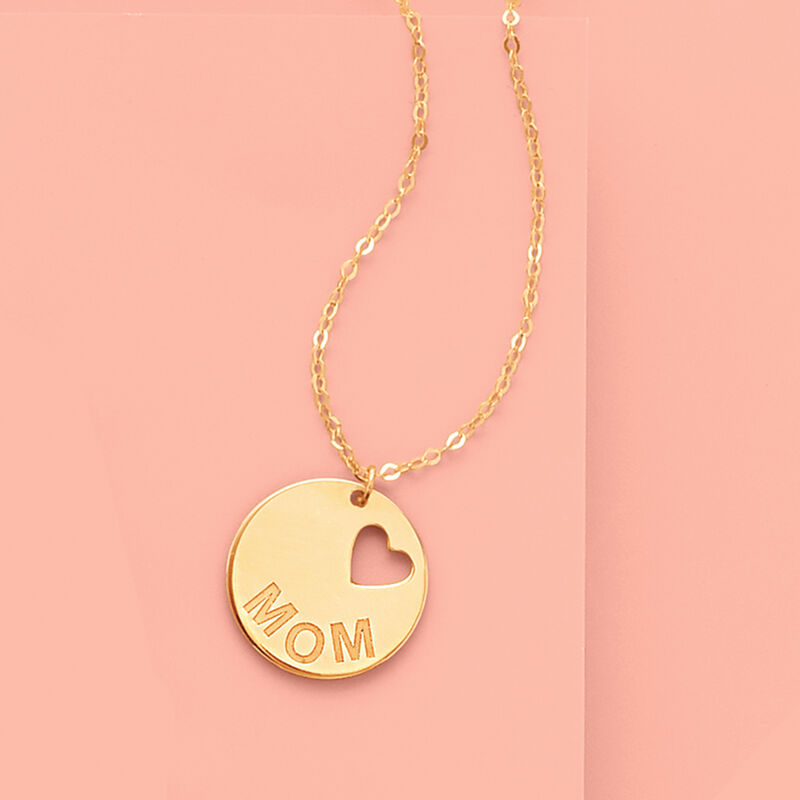 Italian 14kt Yellow Gold &quot;Mom&quot; Necklace with Cut-Out Heart image number 3