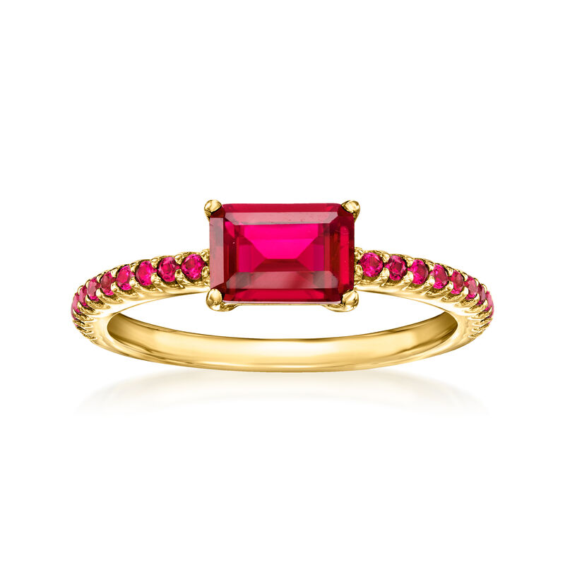 1.10 ct. t.w. Lab-Grown Ruby Ring in 18kt Gold Vermeil. Size 7 image number 0