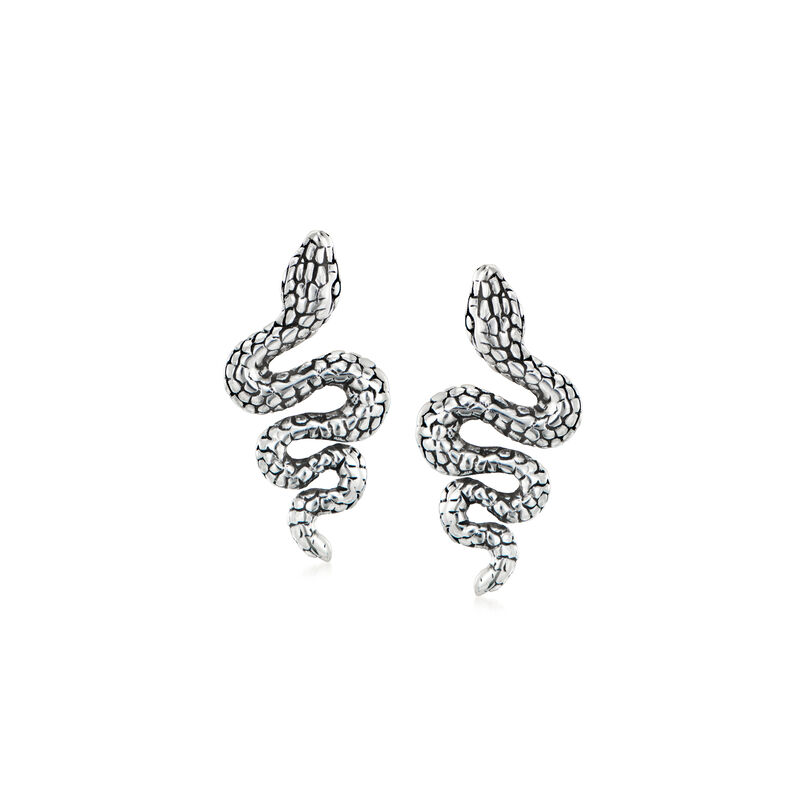 Sterling Silver Bali-Style Snake Earrings  image number 0