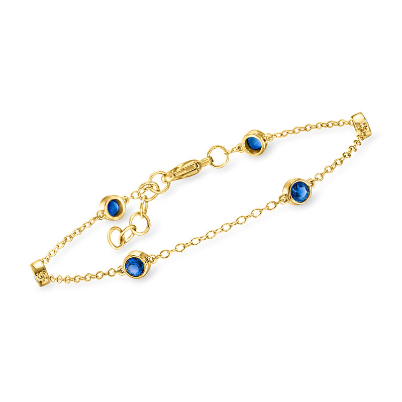 .80 ct. t.w. Bezel-Set Lab-Grown Sapphire Station Bracelet in 18kt Gold Vermeil image number 0