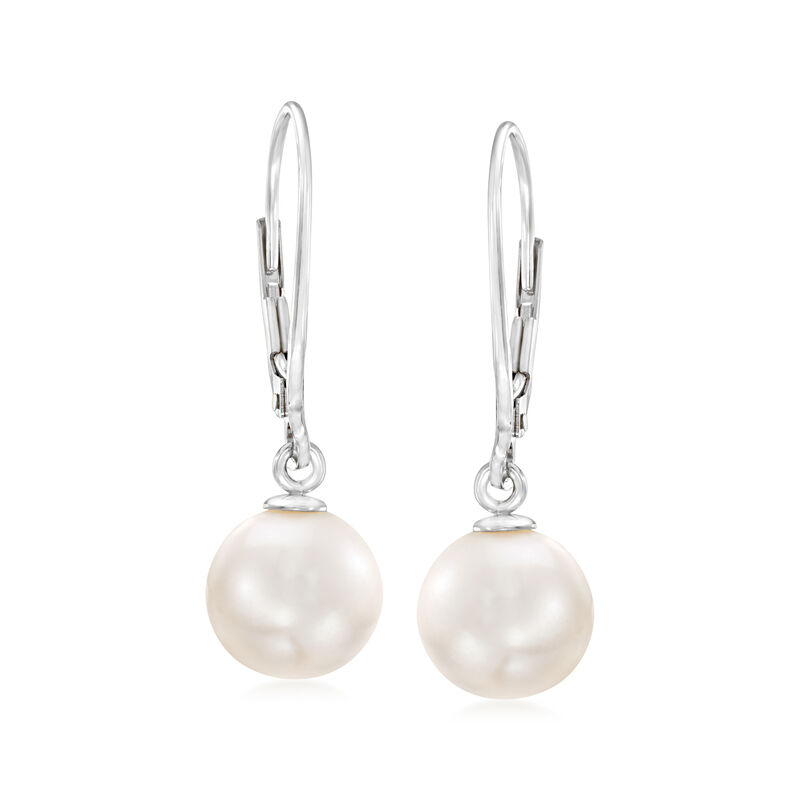 8.5-9mm Cultured Pearl Drop Earrings in 14kt White Gold image number 0