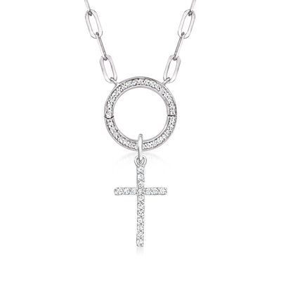 .10 ct. t.w. Diamond Cross Charm in Sterling Silver