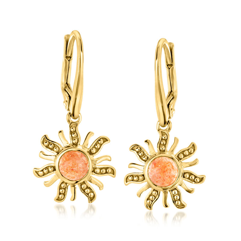 Orange Sunstone Sun Drop Earrings in 18kt Gold Over Sterling  image number 0