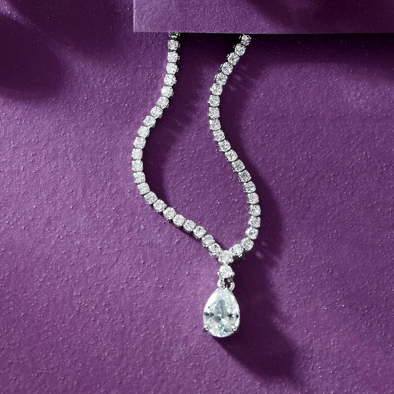 Sterling Silver-Plated Necklace with 6.20 ct. t.w. CZs. 18" image number 2
