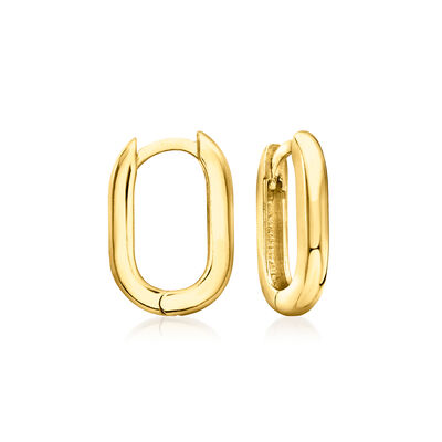 18kt Gold Over Sterling Oval Huggie Hoop Earrings