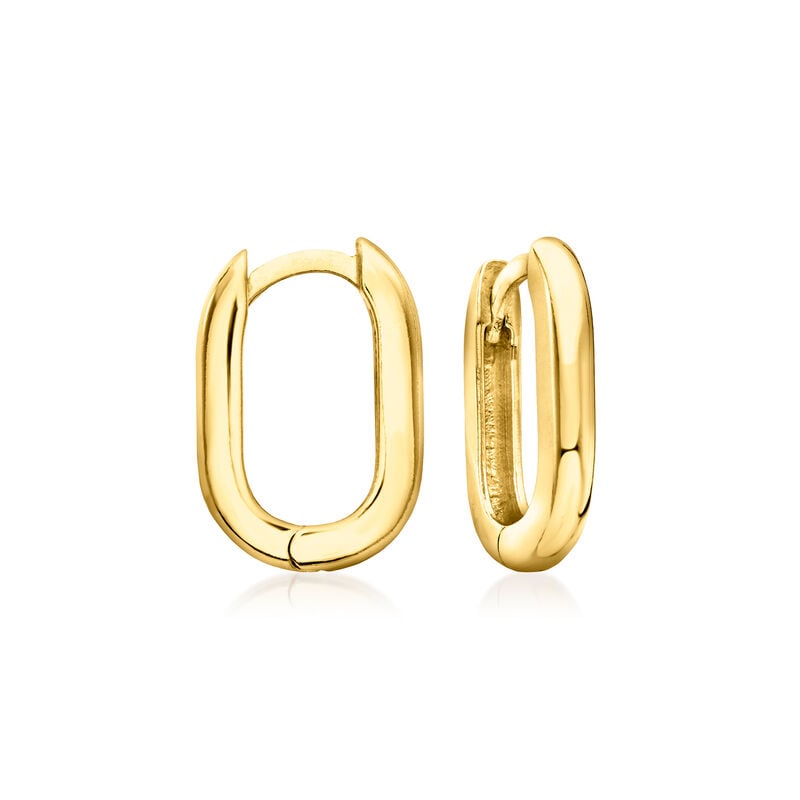 18kt Gold Vermeil Oval Huggie Hoop Earrings image number 0