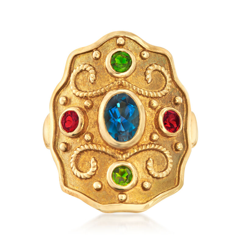 1.10 ct. t.w. Multi-Gemstone Ring in 18kt Gold Over Sterling image number 0