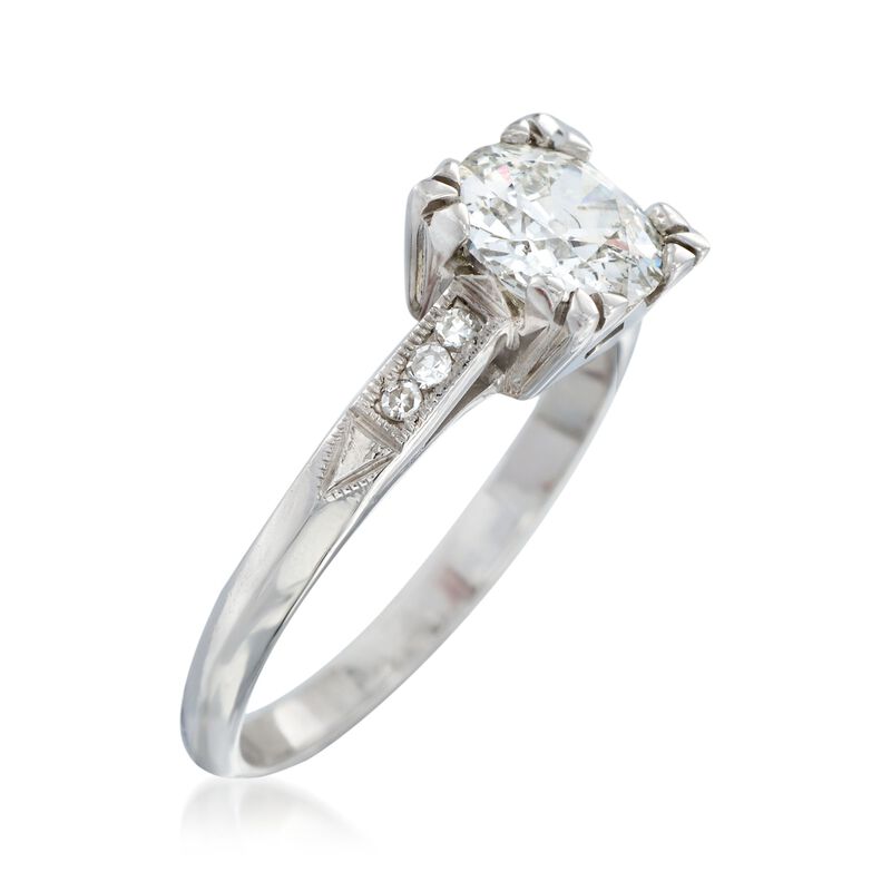 C. 1950 Vintage .93 ct. t.w. Diamond Ring in Platinum. Size 4.75 image number 2