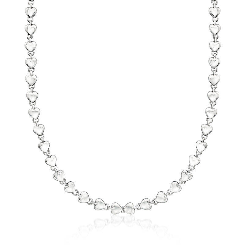C. 1990 Vintage Sterling Silver Heart-Link Necklace. 16.75" image number 0