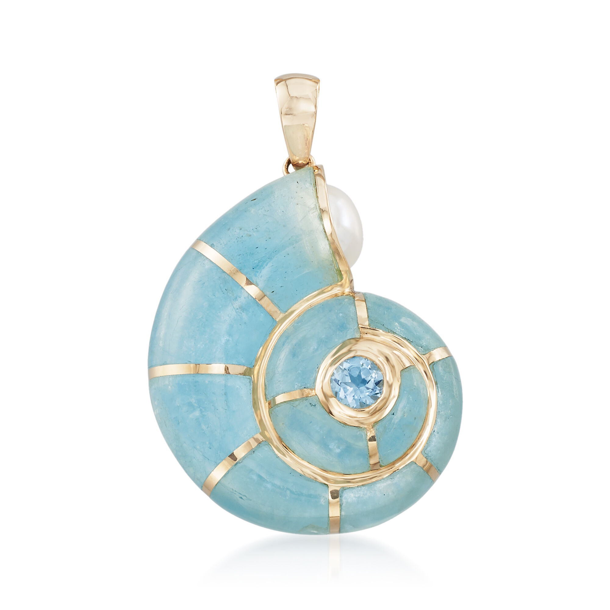 11.00 ct. t.w. Aquamarine, 6.5-7mm Cultured Pearl and .30