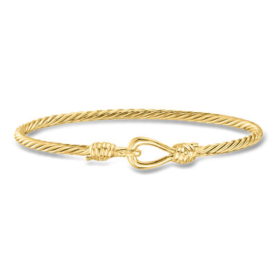 Italian 18kt Gold Over Sterling Knotted Hook Clasp Bangle Bracelet