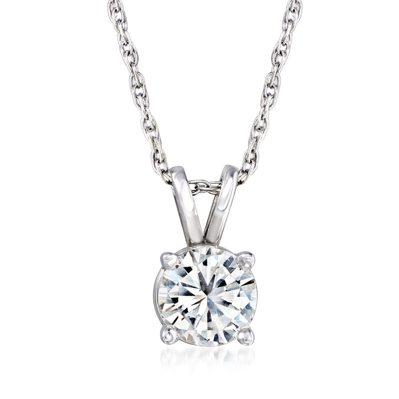 C. 1990 Vintage .82 Carat Diamond Solitaire Necklace in 14kt White Gold. 21.5" image number 0