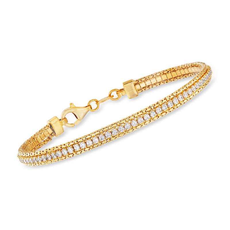 Italian 2.80 ct. t.w. CZ Bracelet in 22kt Gold Over Sterling image number 0