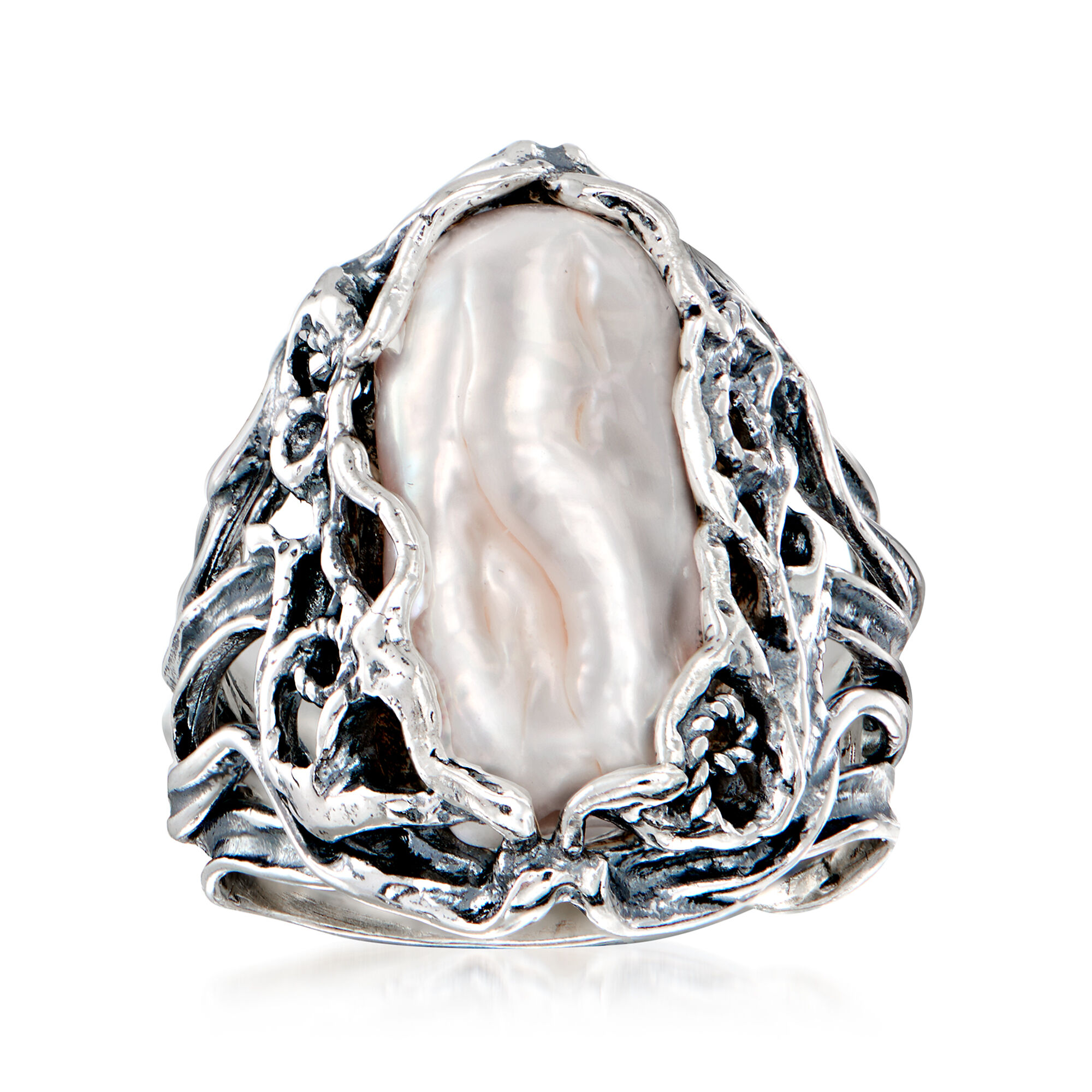 20-23mm Cultured Baroque Pearl Ring in Sterling Silver