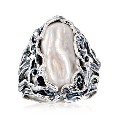 20-23mm Cultured Baroque Pearl Ring in Sterling Silver