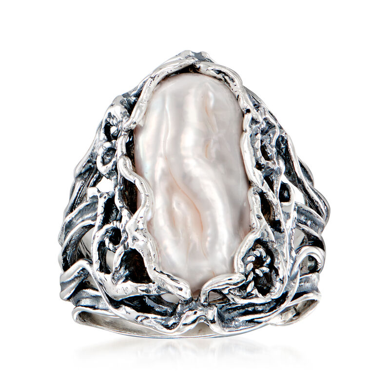20-23mm Cultured Baroque Pearl Ring in Sterling Silver image number 0