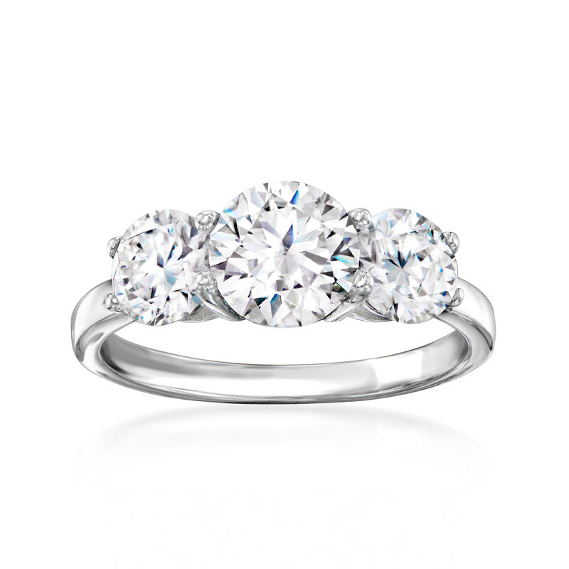 2.00 ct. t.w. CZ Three-Stone Ring in Sterling Silver image number 0