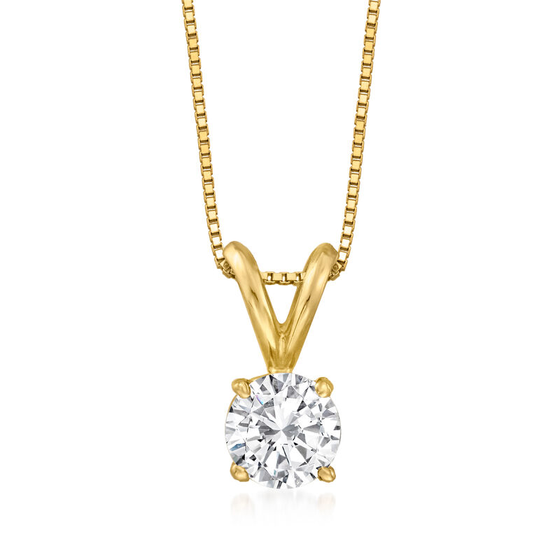 .75 Carat Diamond Solitaire Necklace in 14kt Yellow Gold image number 0