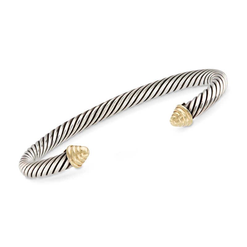 C. 2000 Vintage David Yurman Sterling Silver and 14kt Yellow Gold Cuff Bracelet image number 0