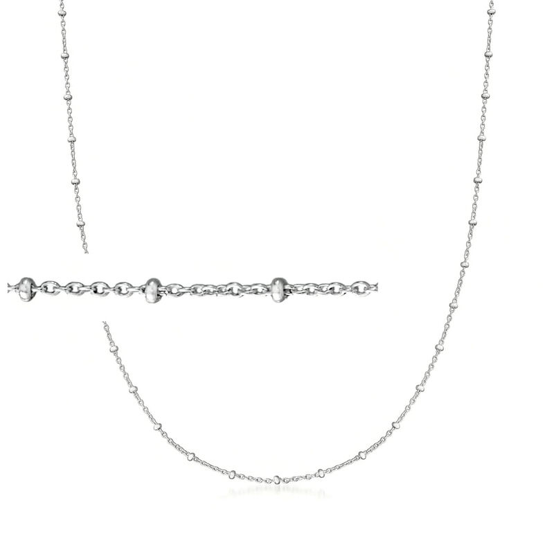 Italian Sterling Silver Bead Station Cable-Chain Necklace image number 0