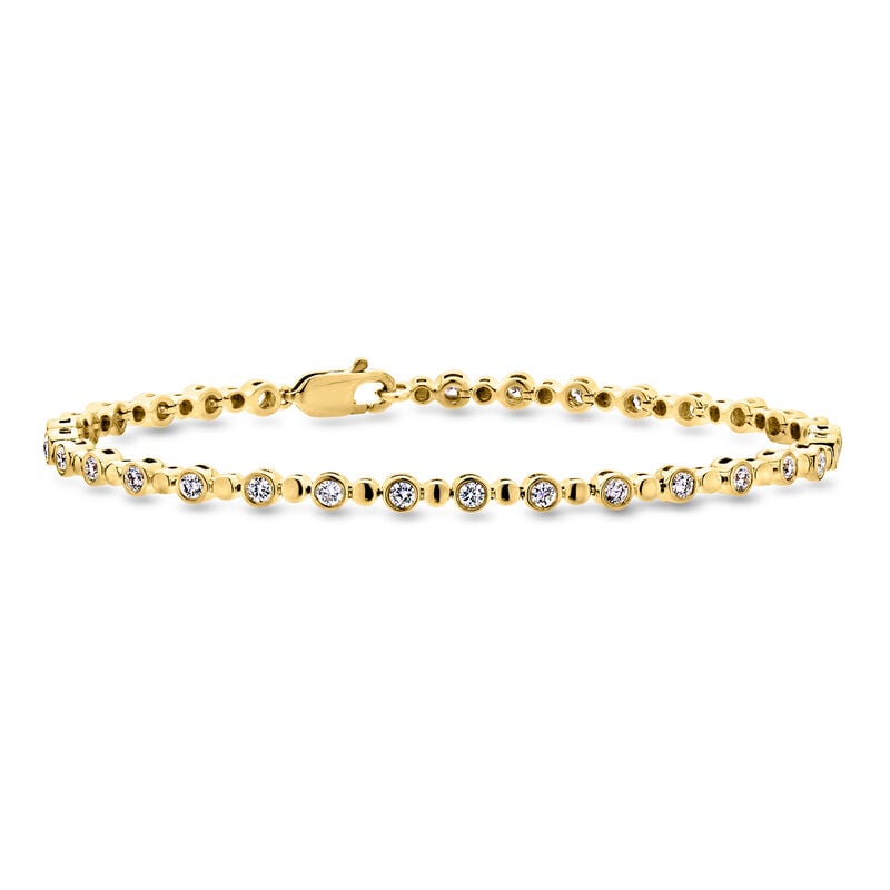 1.00 ct. t.w. Bezel-Set Lab-Grown Diamond Bead Station Bracelet in 18kt Gold Over Sterling. 7" image number 0