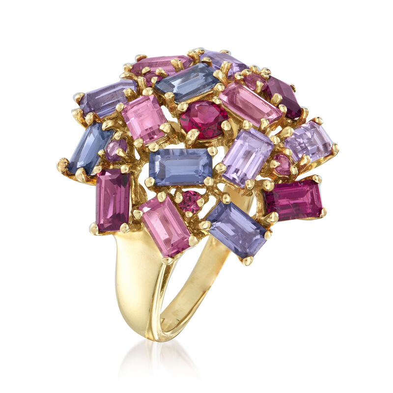 C. 1990 Vintage 2.96 ct. t.w. Multi-Gemstone Cluster Ring in 14kt White Gold image number 2