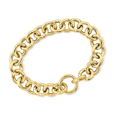 Italian 14kt Yellow Gold Circle and Cable-Link Bracelet