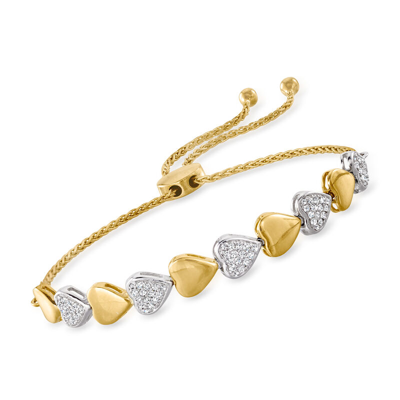 .50 ct. t.w. Diamond Heart Bolo Bracelet in Two-Tone Sterling Silver image number 0