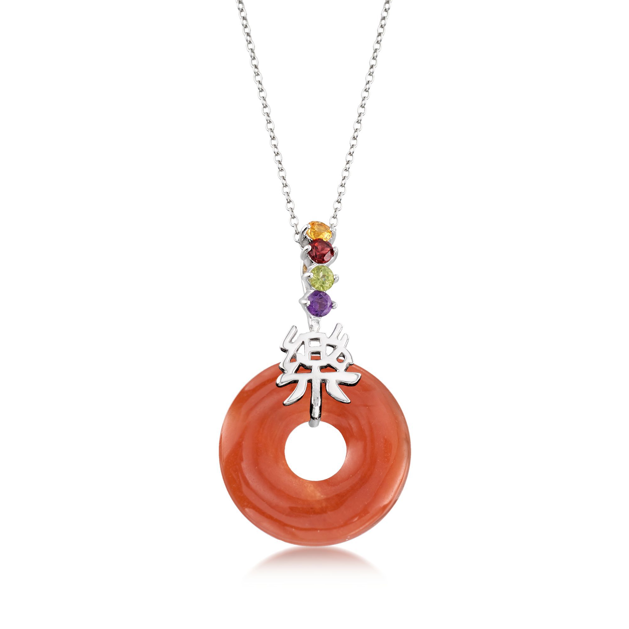 Red Jade and .36 ct. t.w. Multi-Stone 