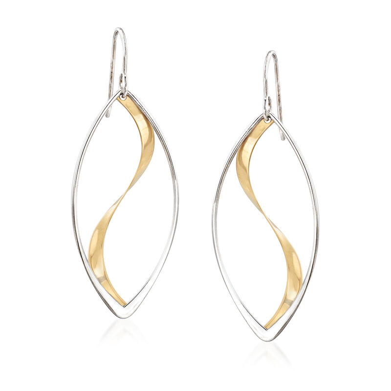 Sterling Silver and 14kt Yellow Gold Swirl Drop Earrings image number 0