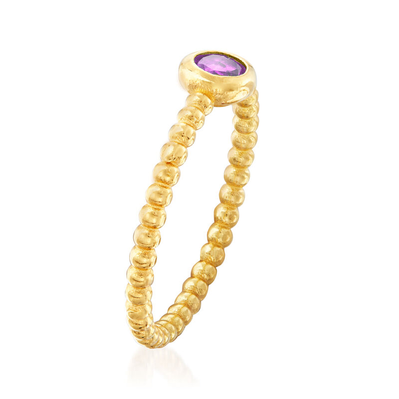 Phillip Gavriel &quot;Popcorn&quot; .20 Carat Amethyst Beaded Ring in 14kt Yellow Gold image number 2