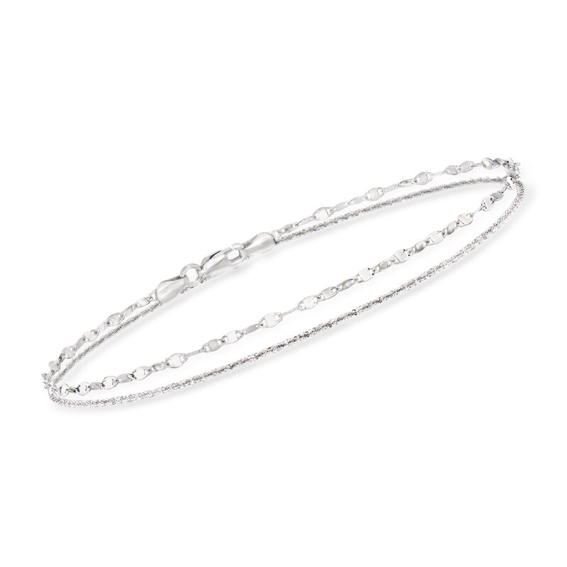 Italian Sterling Silver Dual-Chain Draped Anklet. 10&quot; image number 2