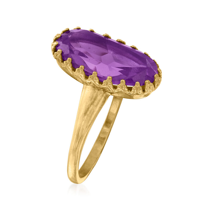 C. 1950 Vintage 4.25 Carat Purple Synthetic Sapphire Ring in 10kt Yellow Gold image number 2
