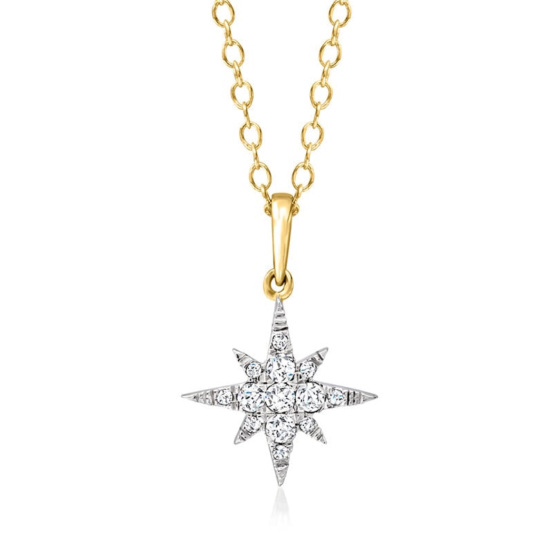 .10 ct. t.w. Diamond North Star Pendant Necklace in 14kt Yellow Gold. 18&quot; image number 1