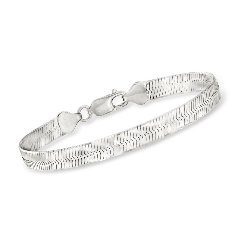 Italian 6mm Sterling Silver Herringbone Bracelet. 8&quot; image number 0